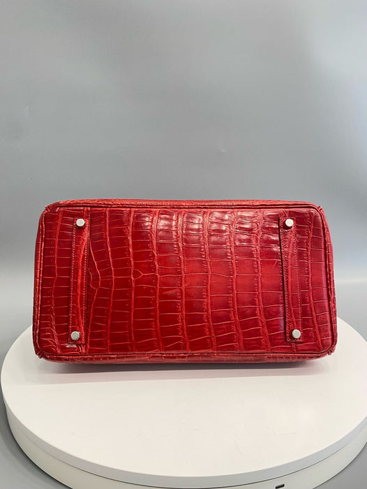 Hermes Birkin 35 in Braise Shiny Porosus Phw