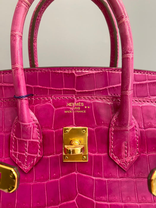 Hermes Birkin 25 in Rose Scheherazade Shiny Niloticus Ghw