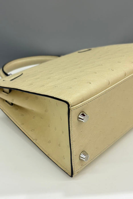 Hermes Kelly 25 Sellier in Parchemin Ostrich Phw