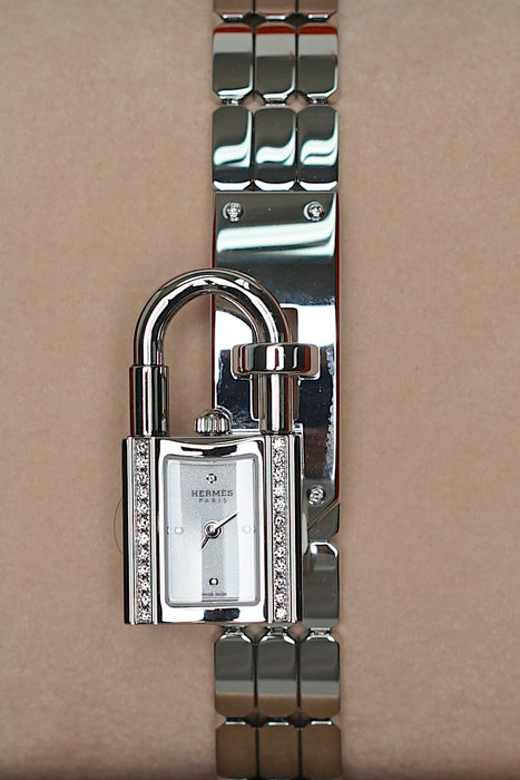 Hermes Kelly watch, Mini model, 16mm with Black Barenia Calfskin Lanyard (Brand New)