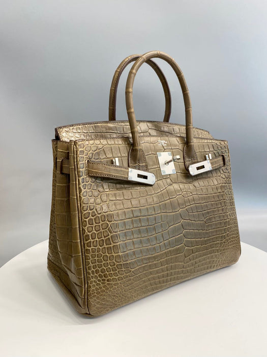 Hermes Birkin 30 in Gris Elephant Matte Porosus Phw