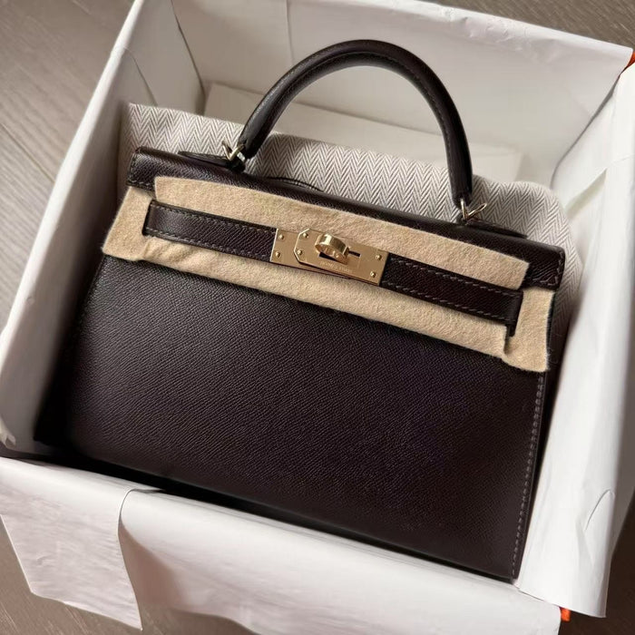 Hermes Kelly 20 in Bai Brun Madame Ghw (Brand New)