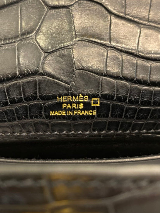 Hermes Kelly Pochette in Black Matte Alligator Ghw