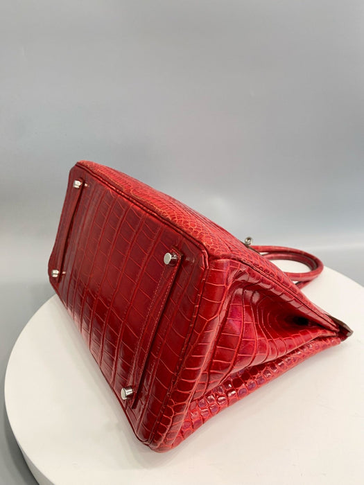 Hermes Birkin 35 in Braise Shiny Porosus Phw