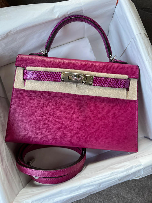 Hermes Kelly 20 Touch in Rose Pourpre Madame/Lizard Phw (Brand New)