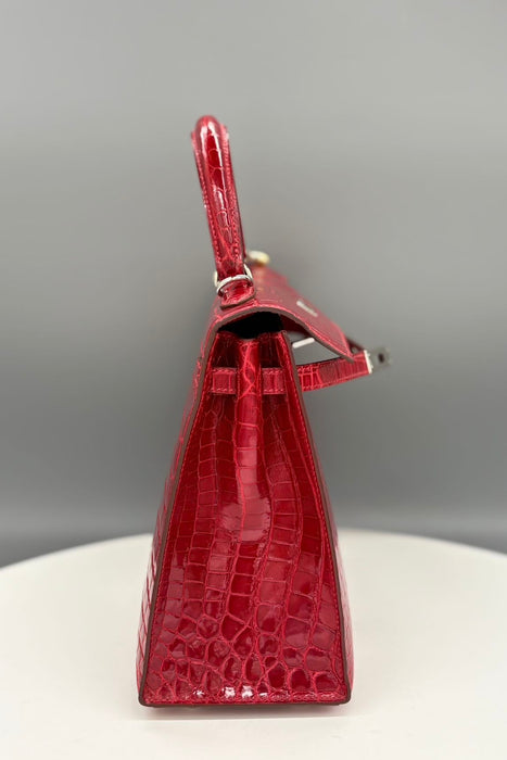 Hermes Kelly 25 in Braise Shiny Niloticus Phw