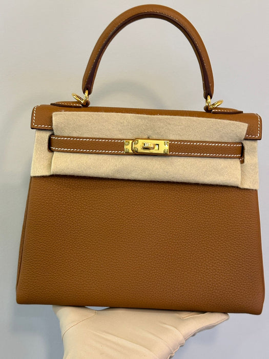 Hermes Kelly 25 Retourne Gold Togo Ghw (Brand New)