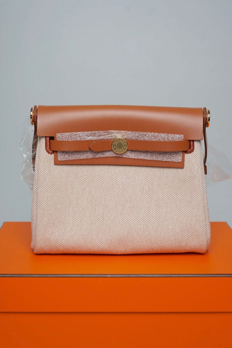 Hermes Mini Herbag in Ecru-Beige/Fauve Ghw (Brand New)