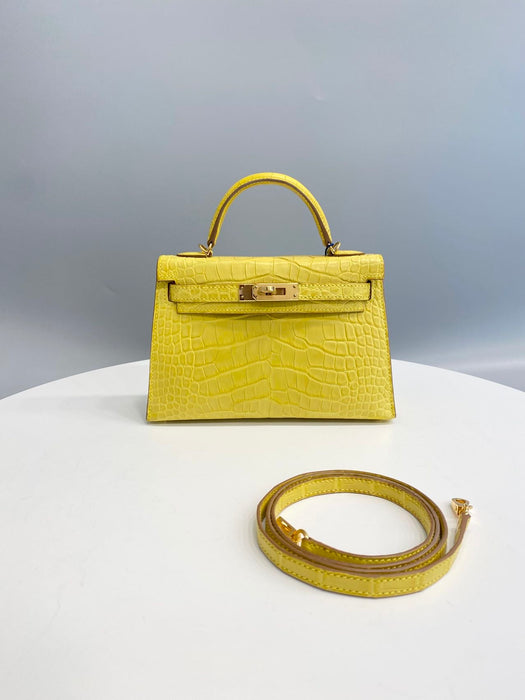 Hermes Kelly 20 in Mimosa Matte Alligator Ghw
