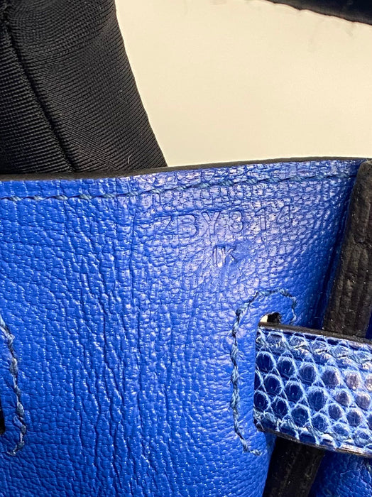 Hermes Birkin 25 Touch in Blue Sapphire Lizard / Blue France Togo Ghw