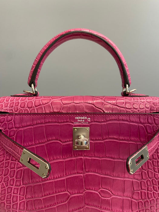 Hermes Kelly 25 in Rose Poupre Matte Alligator Phw