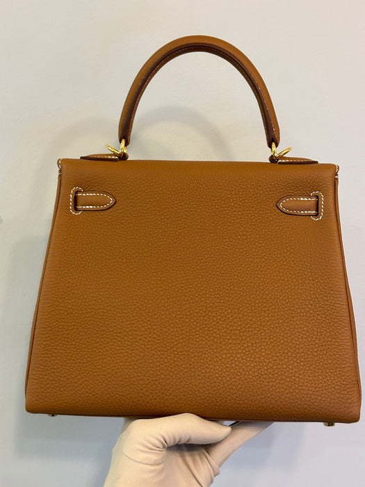 Hermes Kelly 25 Retourne Gold Togo Ghw (Brand New)