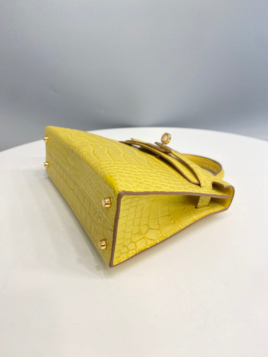 Hermes Kelly 20 in Mimosa Matte Alligator Ghw