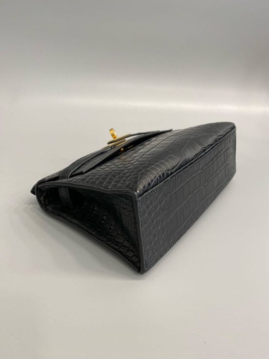 Hermes Kelly Pochette in Black Matte Alligator Ghw