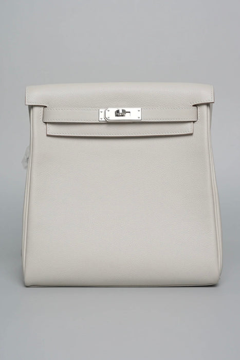 Hermes Kelly 22 Ado Backpack in Gris Perle Phw (Brand New)