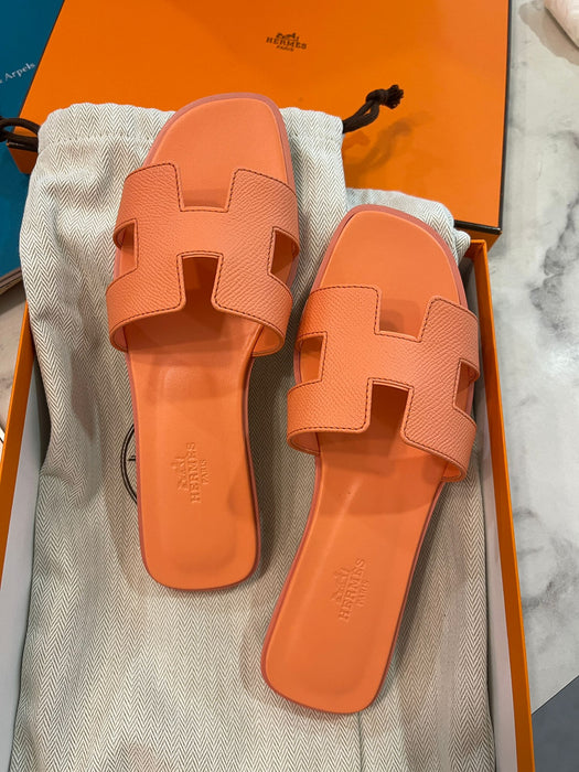 Hermes Oran Sandals in Orange Jouey Size 37 (Brand New)