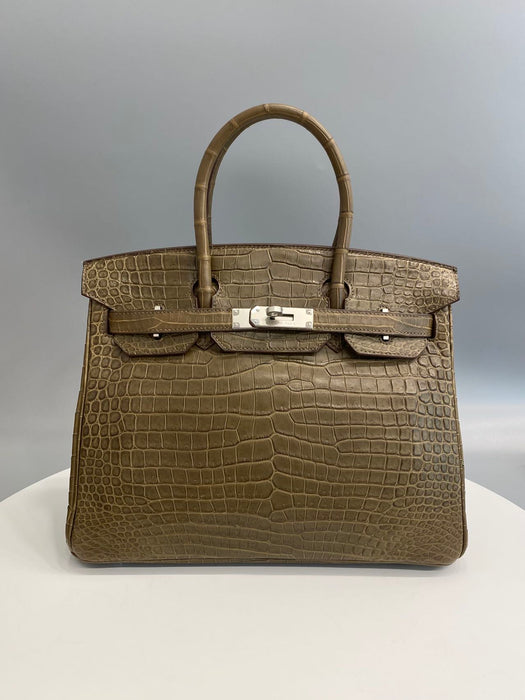 Hermes Birkin 30 in Gris Elephant Matte Porosus Phw
