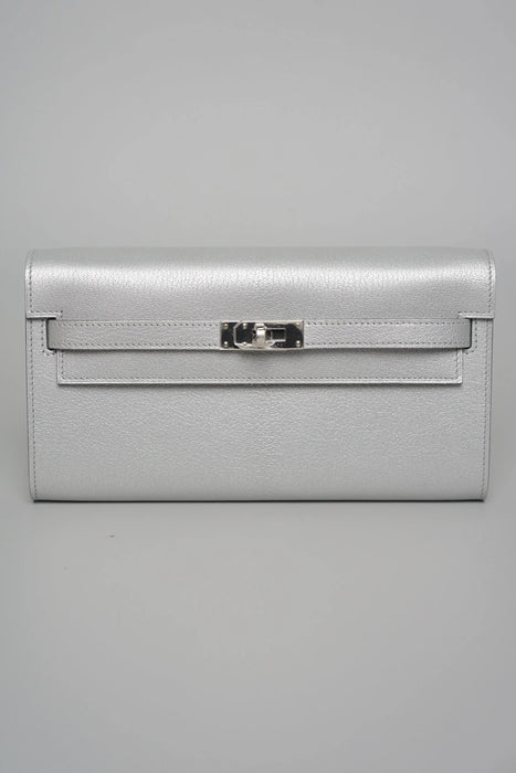 Hermes Kelly To Go in Gris Argenta Chèvre Phw (Brand New)