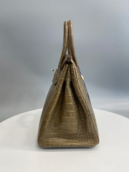 Hermes Birkin 30 in Gris Elephant Matte Porosus Phw