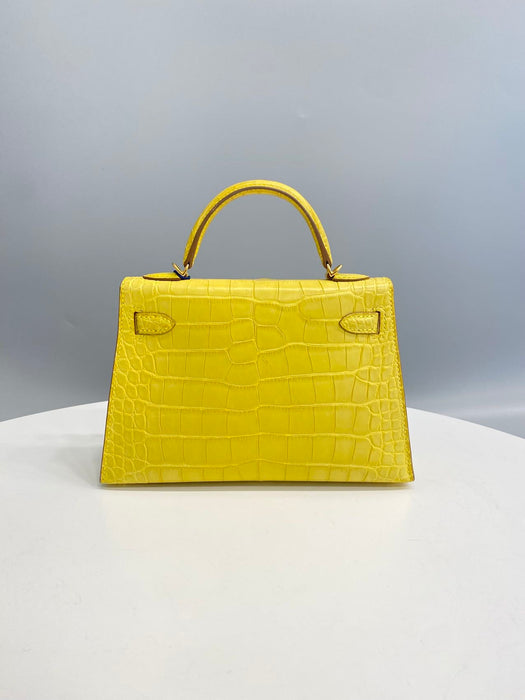Hermes Kelly 20 in Mimosa Matte Alligator Ghw