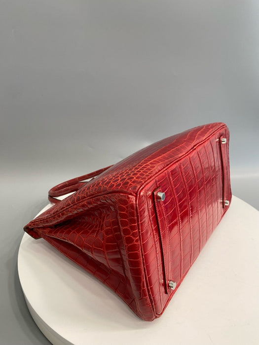Hermes Birkin 35 in Braise Shiny Porosus Phw