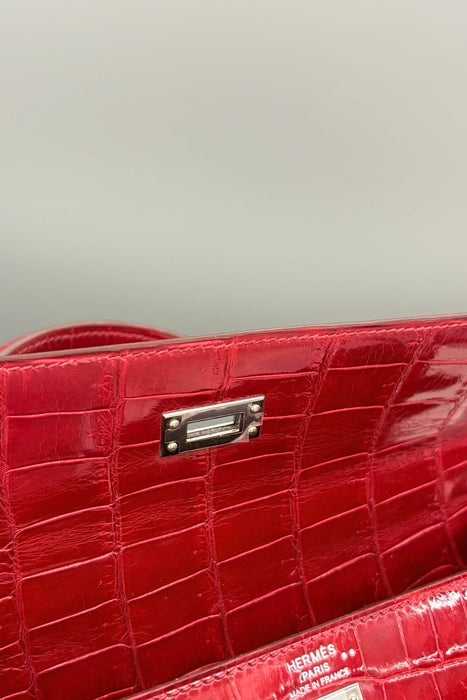 Hermes Kelly 25 in Braise Shiny Niloticus Phw