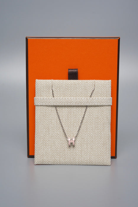 Hermes Mini Pop H Necklace in Rose Dragee (Brand New)