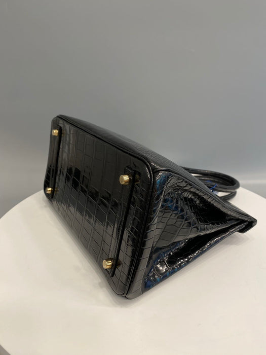 Hermes Birkin 30 in Black Shiny Porosus Ghw