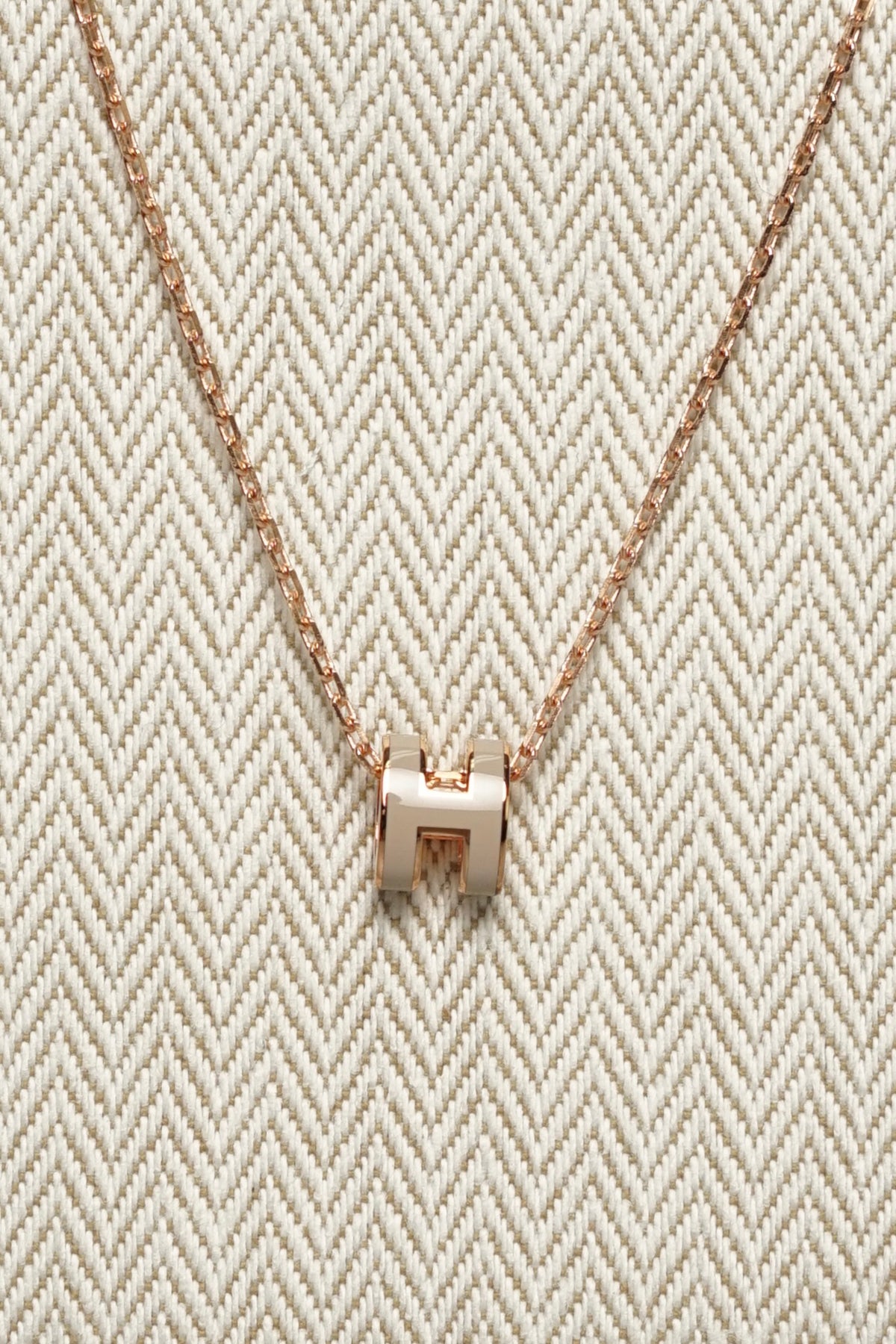 Hermes Mini Pop H Necklace in Marron Glace Rghw (Brand New