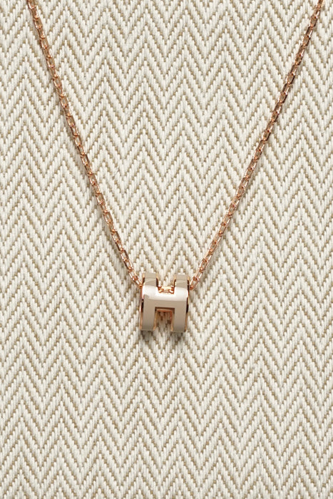 Hermes Mini Pop H Necklace in Marron Glace Rghw (Brand New)