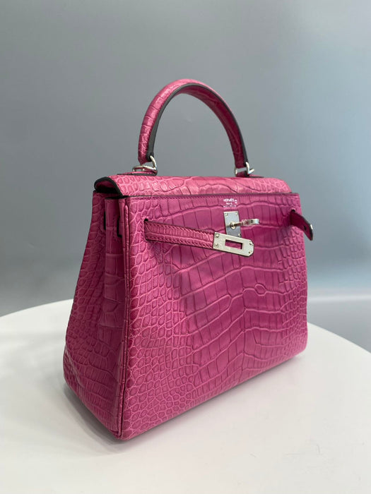 Hermes Kelly 25 in Rose Poupre Matte Alligator Phw