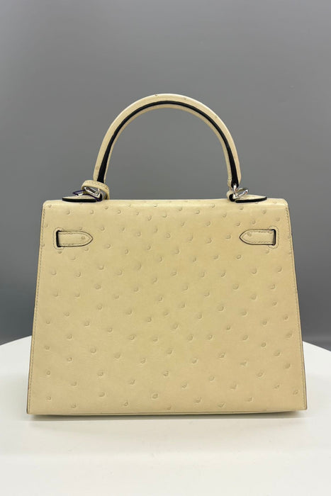 Hermes Kelly 25 Sellier in Parchemin Ostrich Phw