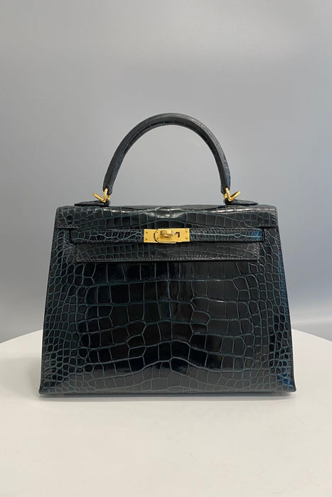 Hermes Kelly 25 in Vert Rousseau Shiny Alligator Ghw