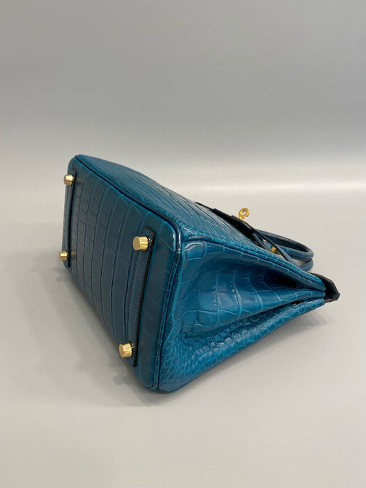 Hermes Birkin 25 in Blue Colvert Matte Alligator Ghw