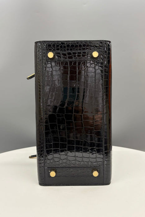 Hermes Birkin 25 Sellier in Black Shiny Porosus Ghw (Brand New)