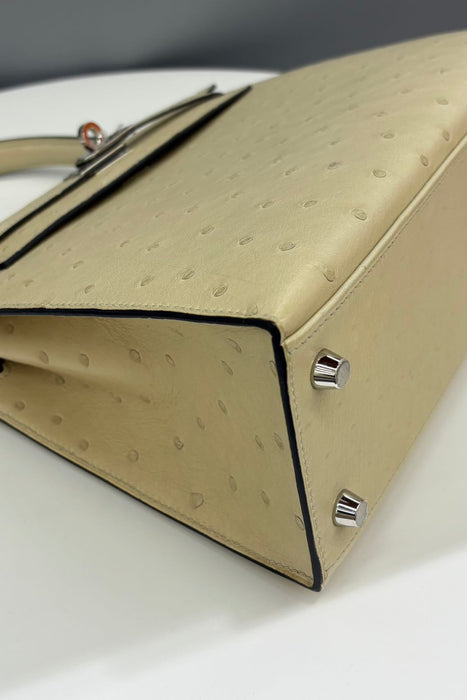 Hermes Kelly 25 Sellier in Parchemin Ostrich Phw