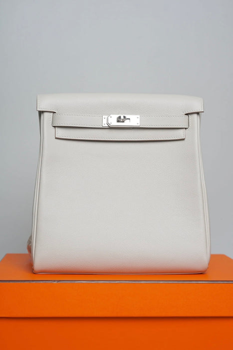 Hermes Kelly 22 Ado Backpack in Gris Perle Phw (Brand New)