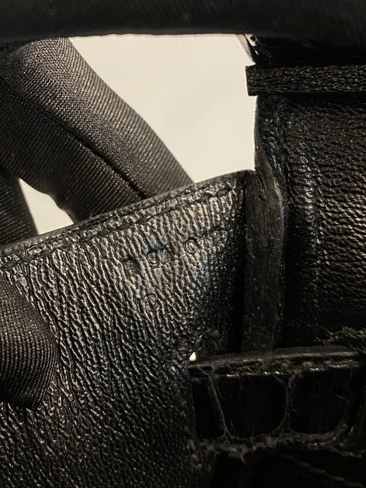 Hermes Birkin 30 in Black Shiny Porosus Ghw