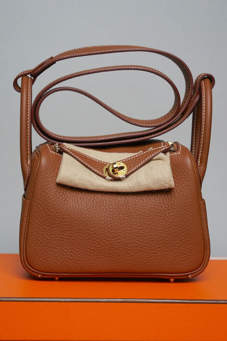 Hermes Mini Lindy in Gold Ghw