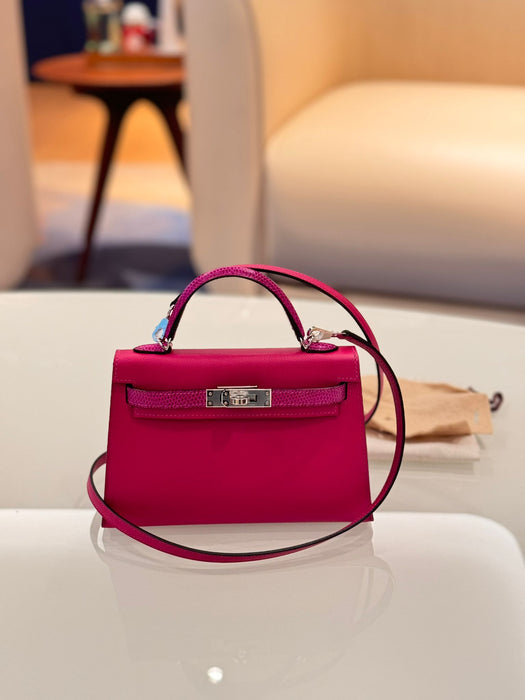 Hermes Kelly 20 Touch in Rose Pourpre Madame/Lizard Phw (Brand New)