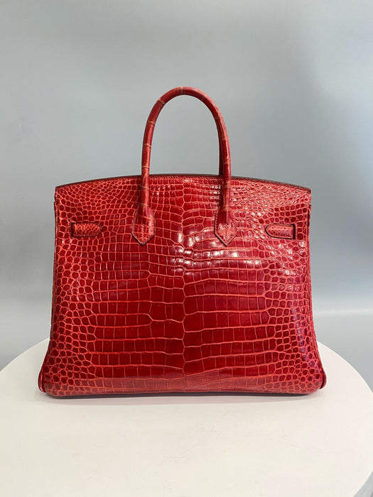 Hermes Birkin 35 in Braise Shiny Porosus Phw