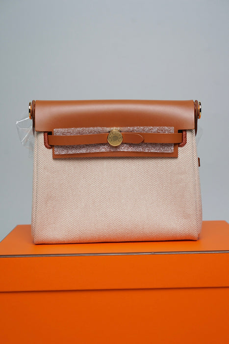 Hermes Mini Herbag in Ecru Beige/Fauve Ghw (Brand New)