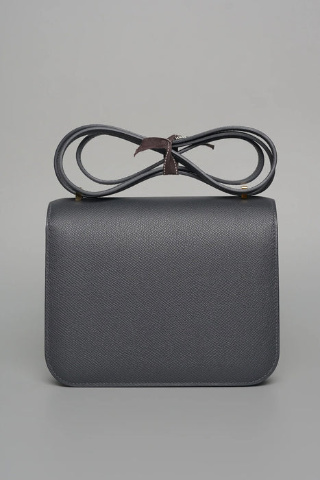 Hermes Constance 18 in Ardoise Epsom, Noir Enamel Ghw (Brand New)