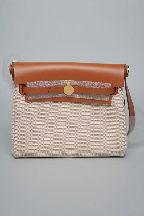 Hermes Mini Herbag in Ecru-Beige/Fauve Ghw (Brand New)