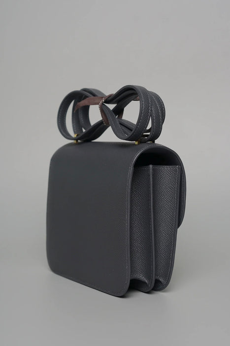 Hermes Constance 18 in Ardoise Epsom, Noir Enamel Ghw (Brand New)