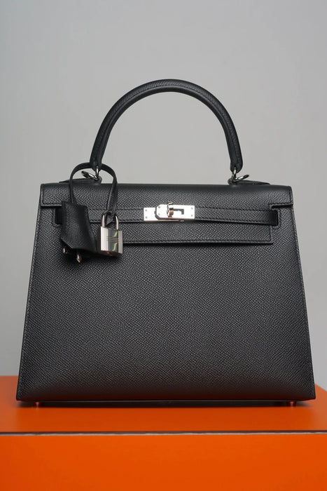 Hermes Kelly 25 II Sellier in Noir Epsom Phw