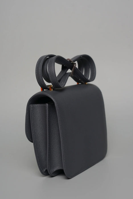 Hermes Constance 18 in Ardoise Epsom, Noir Enamel Ghw (Brand New)