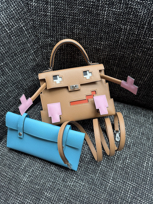 Hermes Kelly Picto in Chai/Mauve Sylvester/Blue Celeste Phw (Brand New)