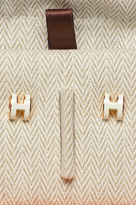 Hermes Mini Pop H Earrings in White Ghw (Brand New)