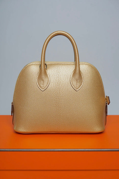 Hermes Mini Bolide in Dore Chevre Permabrass (Brand New)